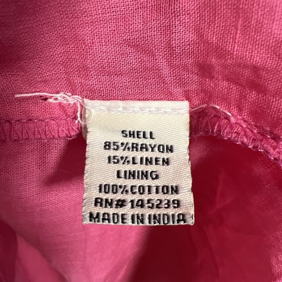 Sim & Sam Linen Blend Puff Sleeve Mini Dress Sundress Size Medium Hot Pink NWT - Picture 11 of 11